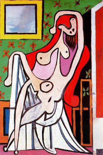 Pablo Picasso Classical Oil Painting Large Nude In Red Armchair